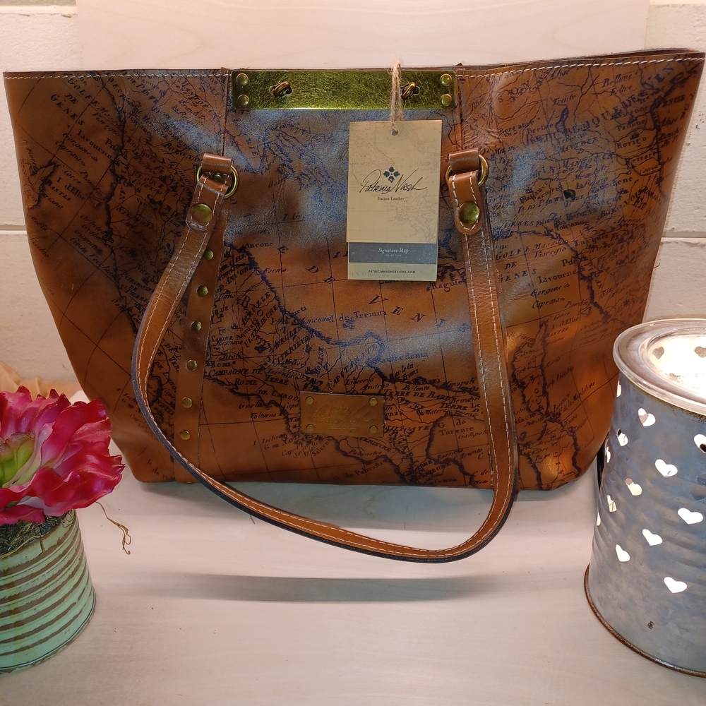 Patricia Nash Tan Map Design Tote